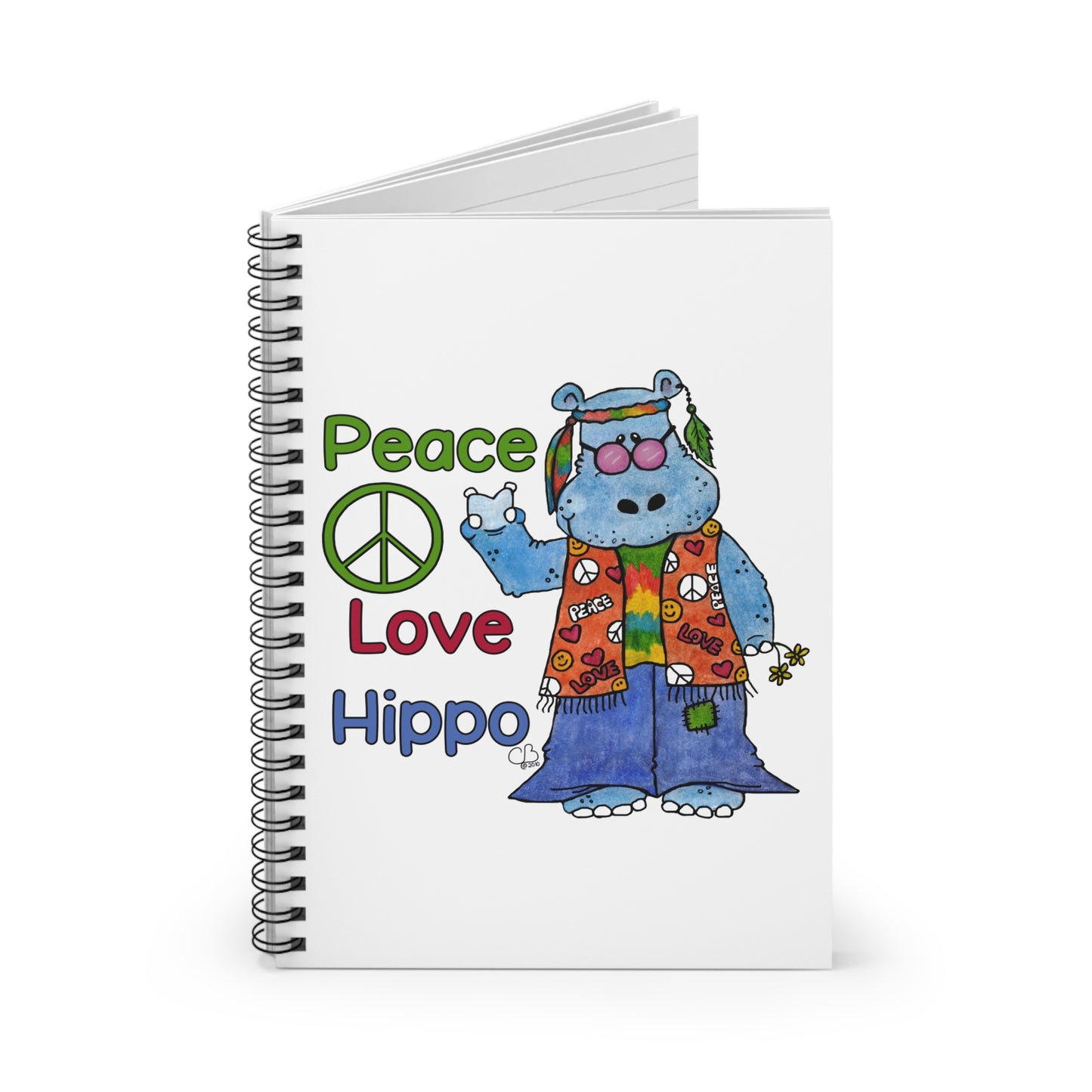 Peace Love Hippo Spiral Notebook