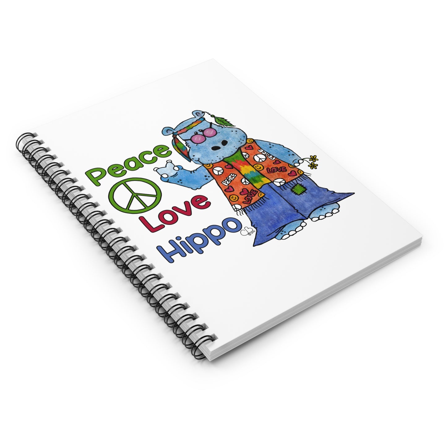 Peace Love Hippo Spiral Notebook