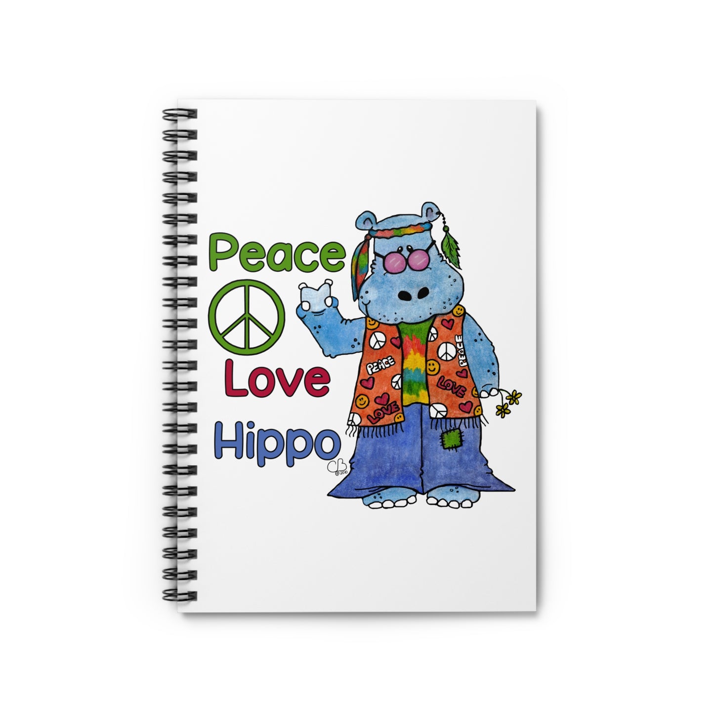 Peace Love Hippo Spiral Notebook